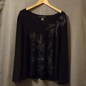 Venezia black and white floral sequin detail shirt